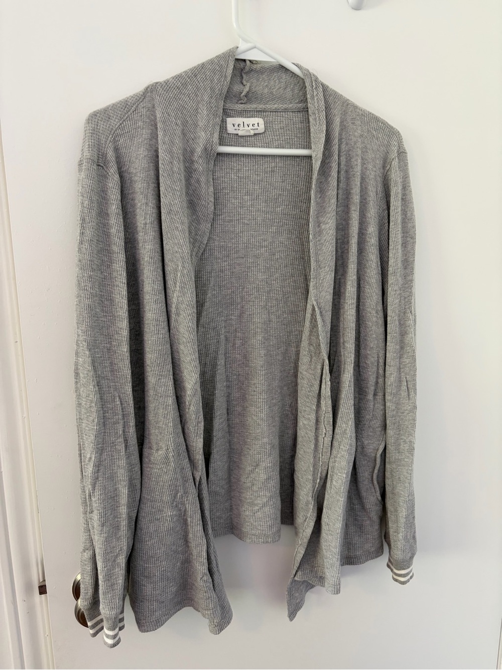 Velvet by Graham & Spencer Heather Gray Open-Front Draped Cardigan